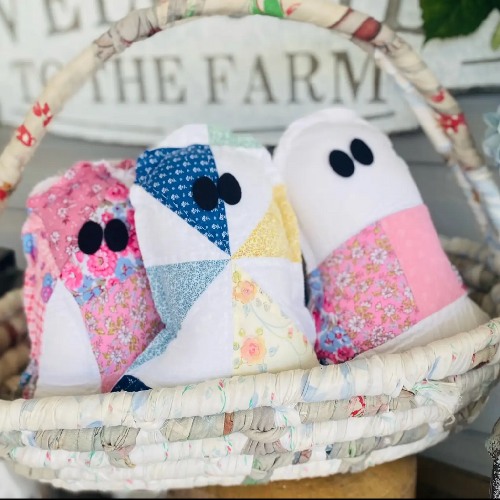 Mini Quilt Ghost & Pumpkin Stuffies