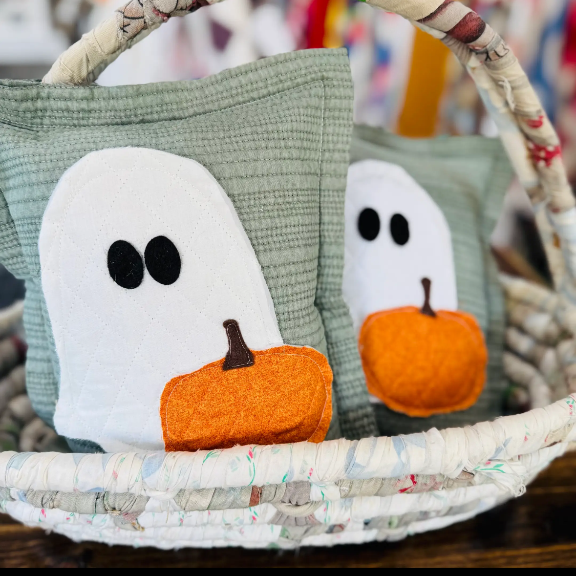 Mini Quilt Ghost & Pumpkin Stuffies